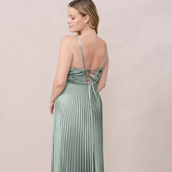 Plus Size Vivian Satin Pleated Dress - Picture 1 of 6